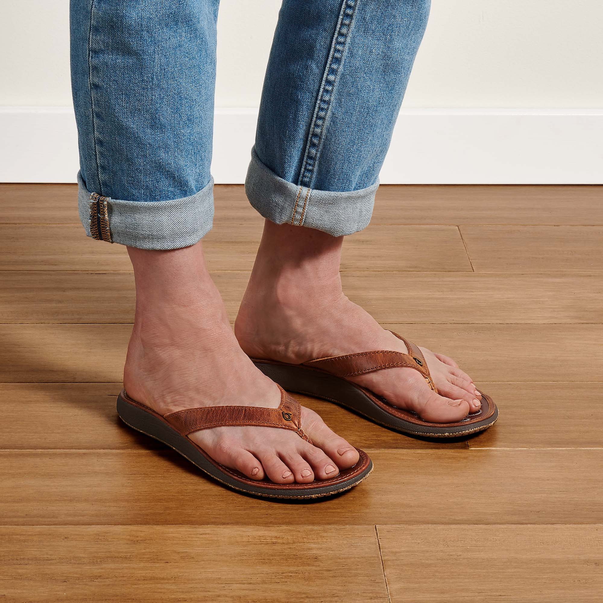 Paniolo Leder Flip Flops fur Damen Natural Natural OluKai OluKai Europe
